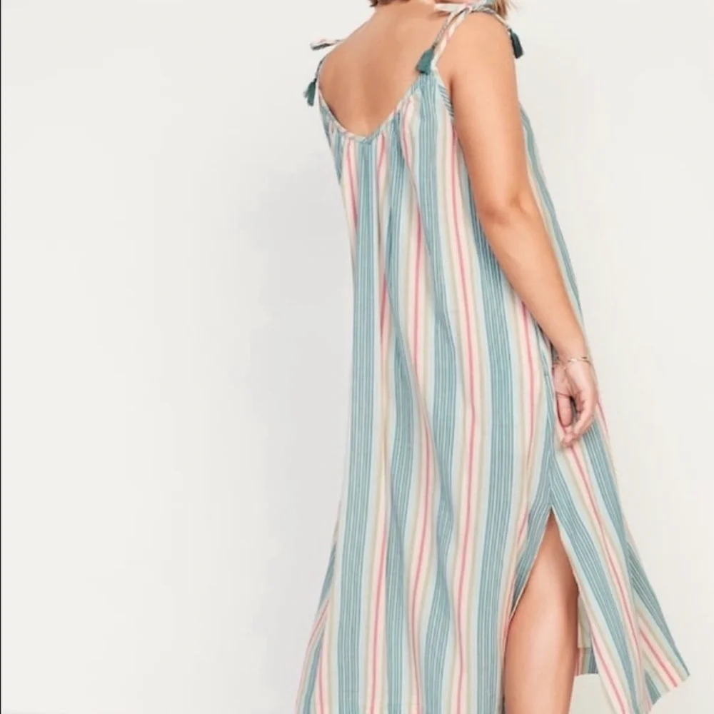 Old Navy Striped Maxi Swing Spring Summer Wedding Dress Tie Beach L
